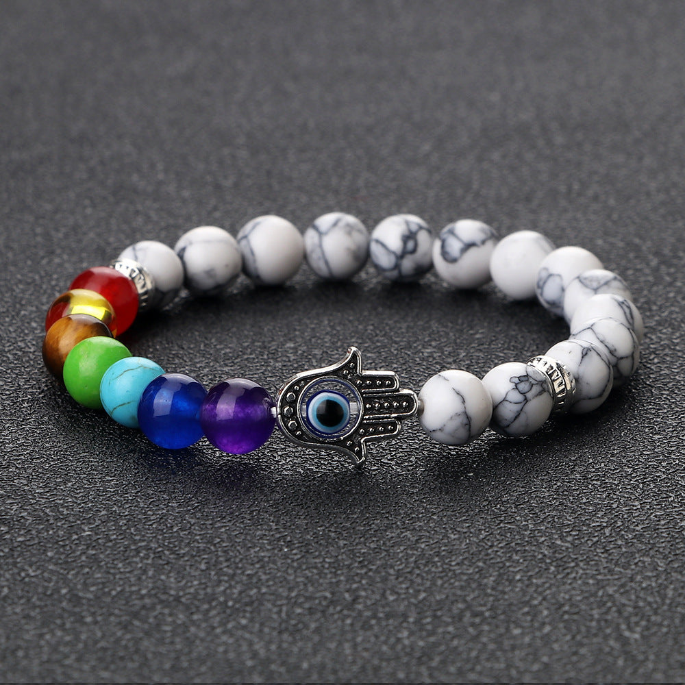 Spacer Bergamot Alloy Spacer Evil Eyes Elastic Bracelet Colorful Stone Bead